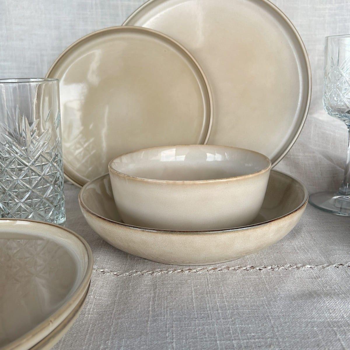SET 6 BOWL REDONDO CERAMICA 21.8X5 CM BEIGE LINEA OSLO-9