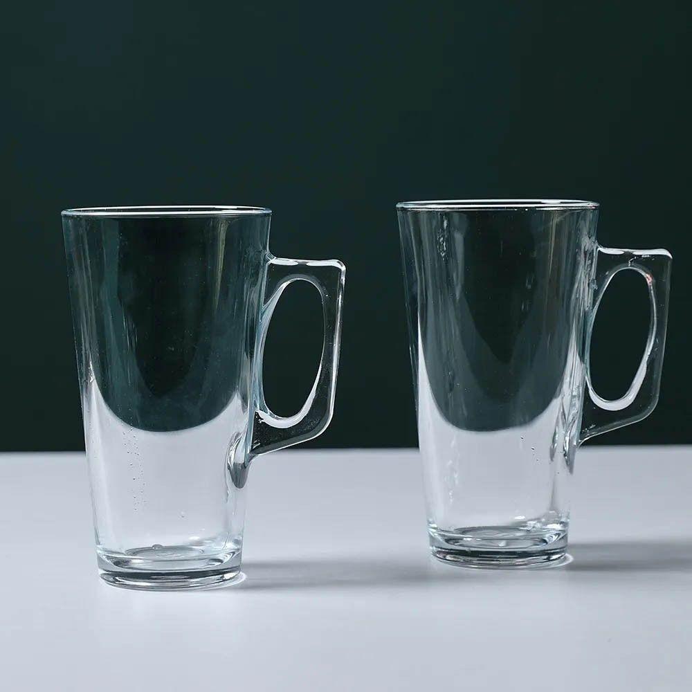 Set De 4 Taza Vidrio C/ Aza 300 Cc. Mod. Vela-4