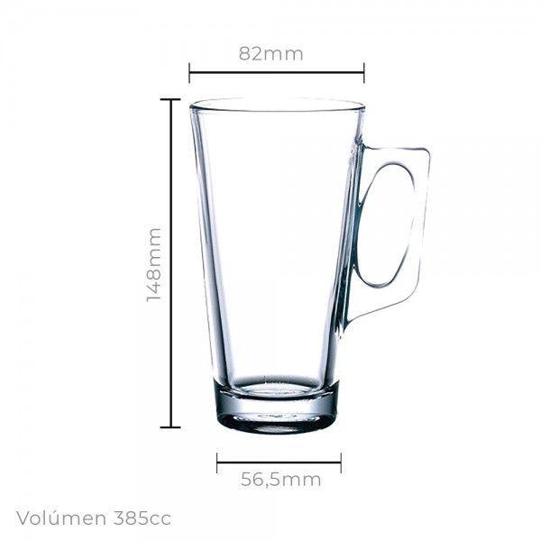 Set De 4 Taza Vidrio C/ Aza 300 Cc. Mod. Vela-6