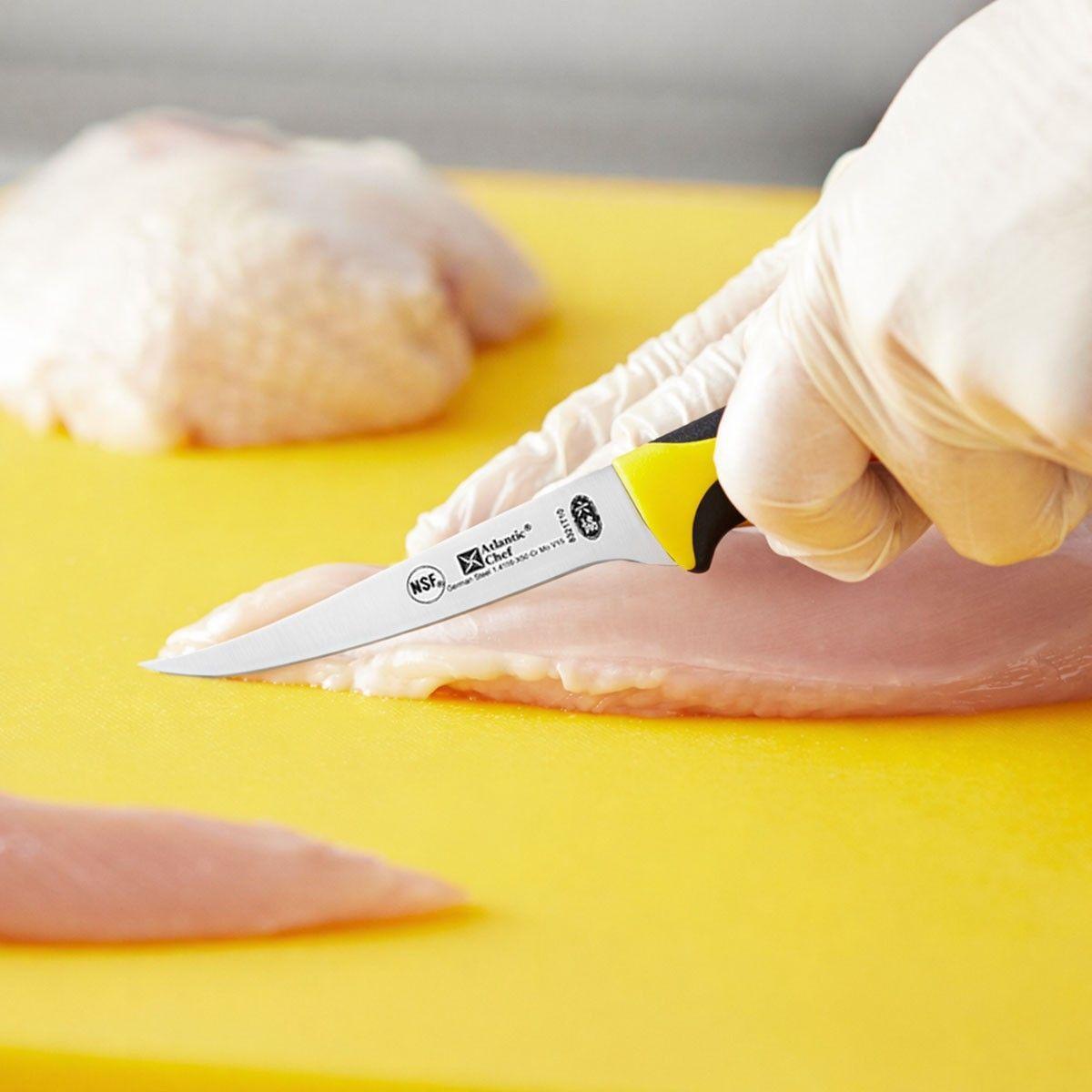 CUCHILLO DESHUESADOR AVES, MANGO AMARILLO LÍNEA HACCP-2