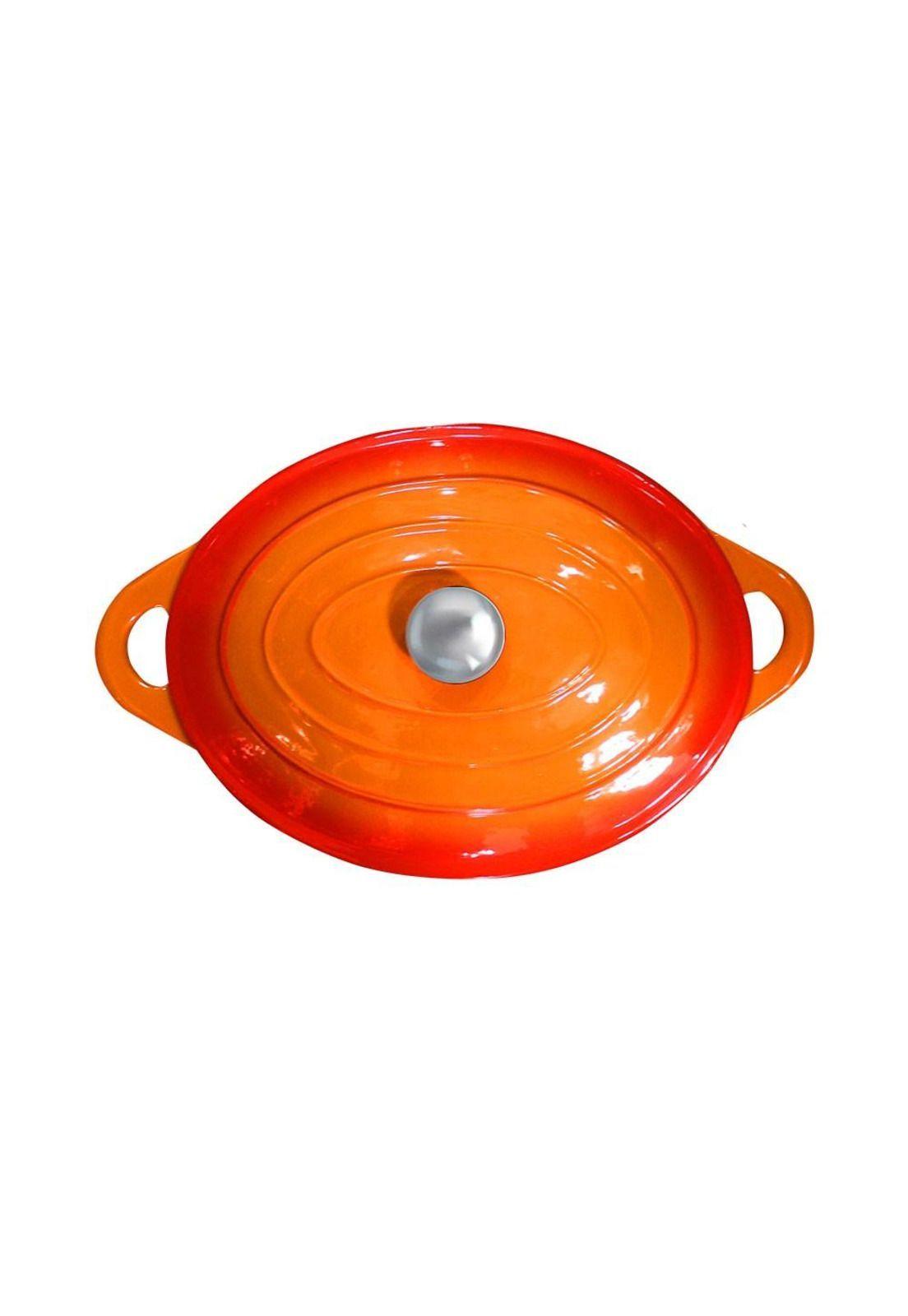 OLLA HIERRO FUNDIDO OVALADA NARANJA 34x26x13.5 cm-2