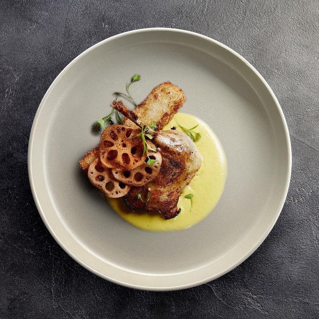 SET DE 4 PLATO ENTRADA CERAMICA RUSTICA 21 CM GRIS LINEA OSL-2