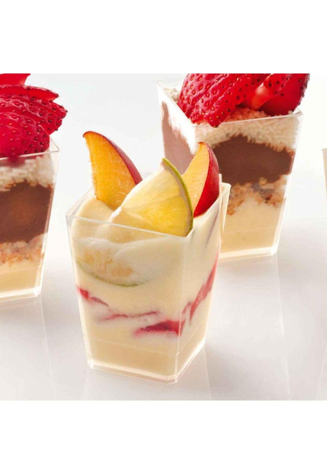 SET DE 50 MINI RECIPIENTES CUADRADOS POSTRE PS POLIESTIRENO LÍNEA DESSERT KUBIK 160 CC-1