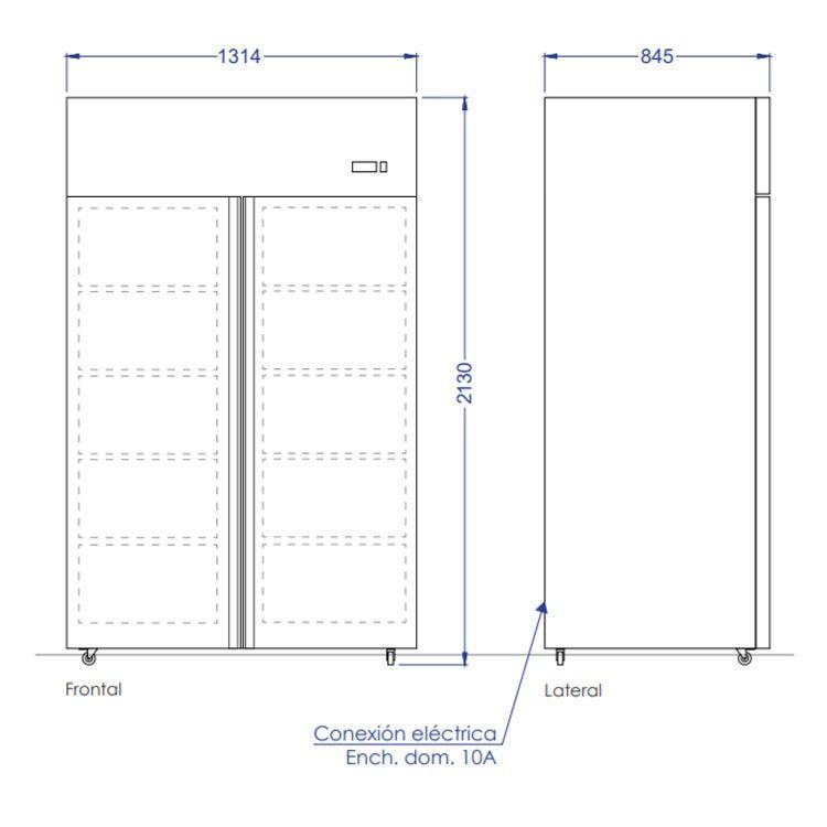 CONGELADOR ACERO INOXIDABLE. 2 PUERTAS VIDRIO 1300 LITROS-7