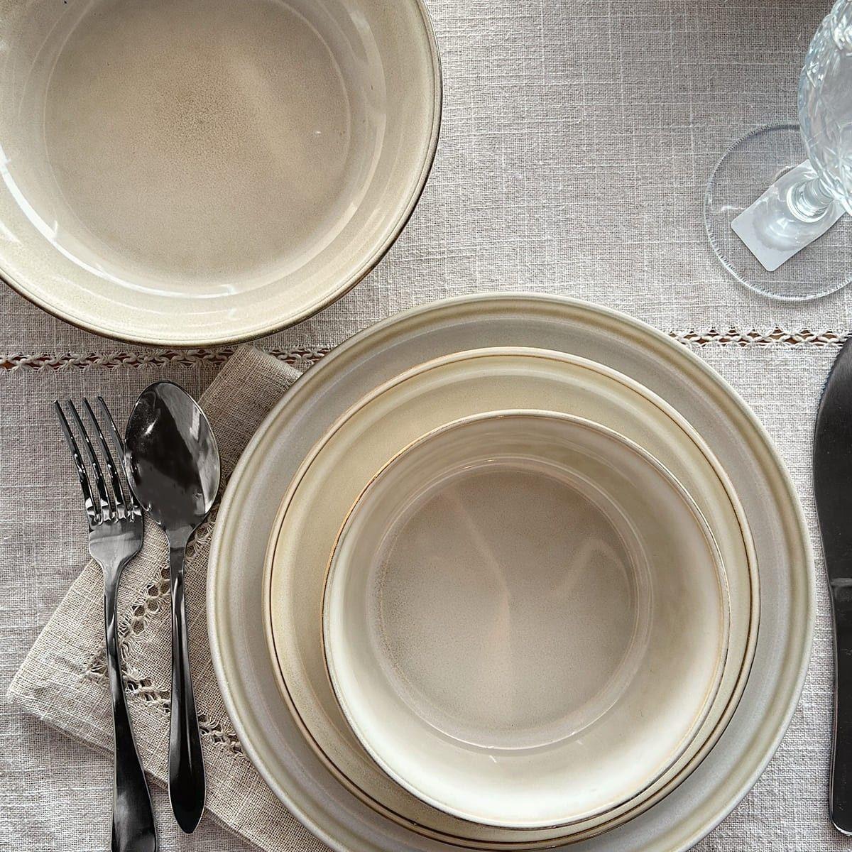 SET 6 PLATOS REDONDO CERAMICA 26.5 CM BEIGE LINEA OSLO-7
