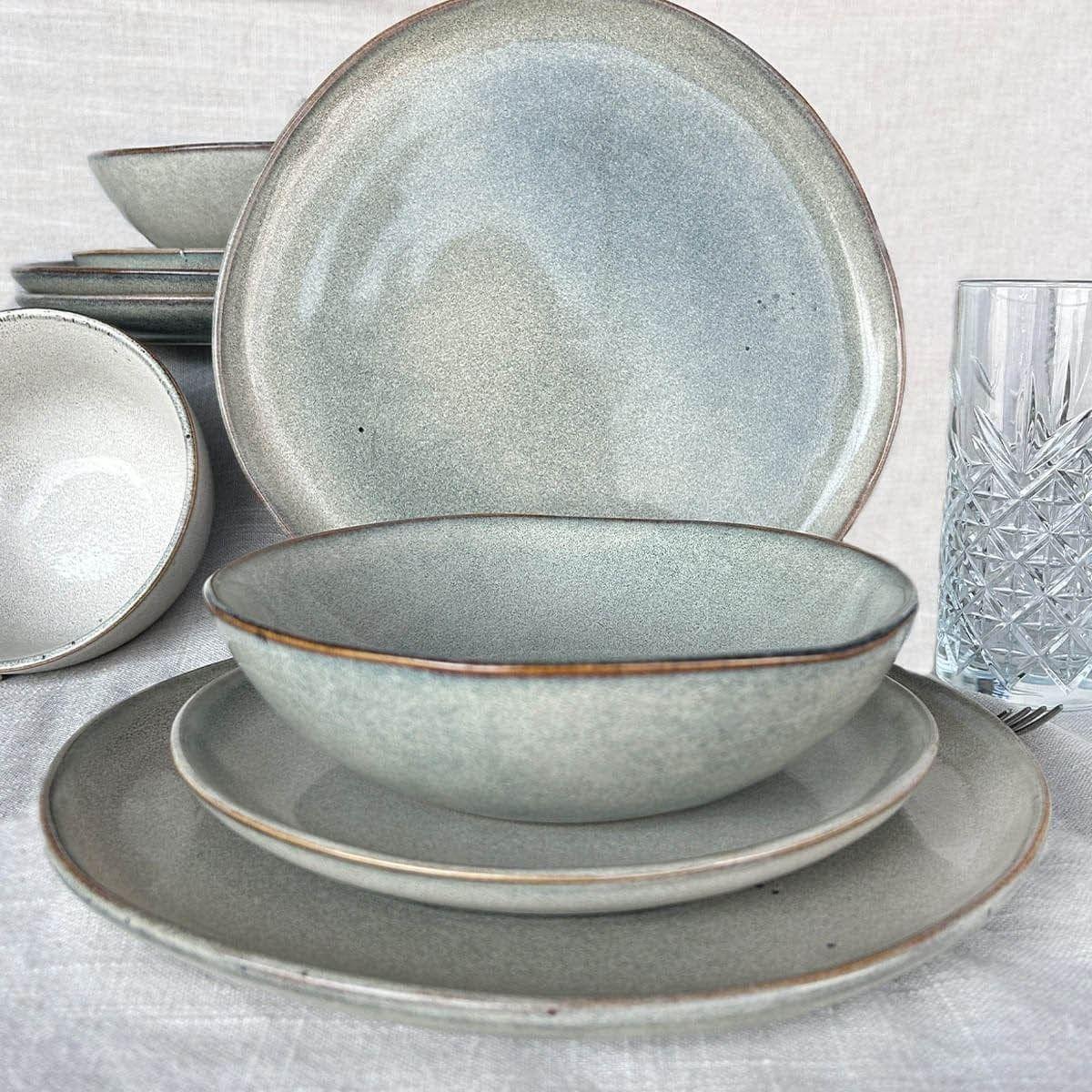 SET 6 PLATOS REDONDO CERAMICA 21 CM GRIS LINEA LAOS-3