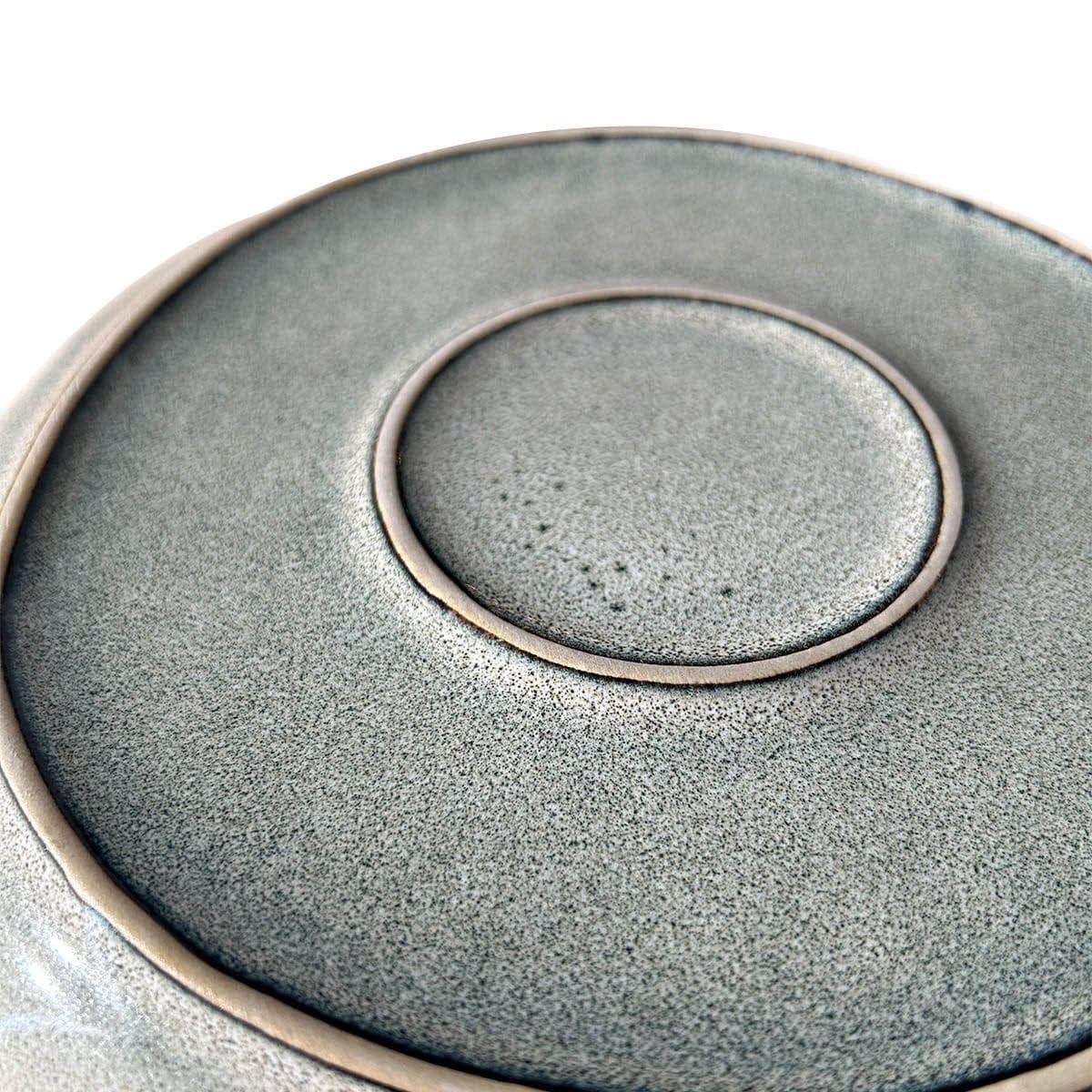 SET 6 PLATOS REDONDO CERAMICA 21 CM GRIS LINEA LAOS-5