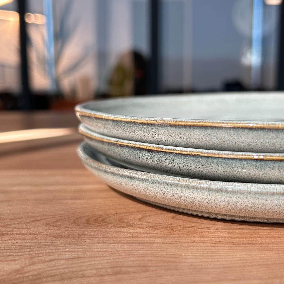 SET 6 PLATOS REDONDO CERAMICA 21 CM GRIS LINEA LAOS-7