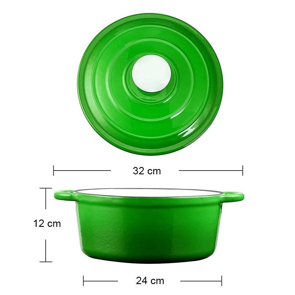 OLLA HIERRO FUNDIDO REDONDA VERDE 24X12 CM-4