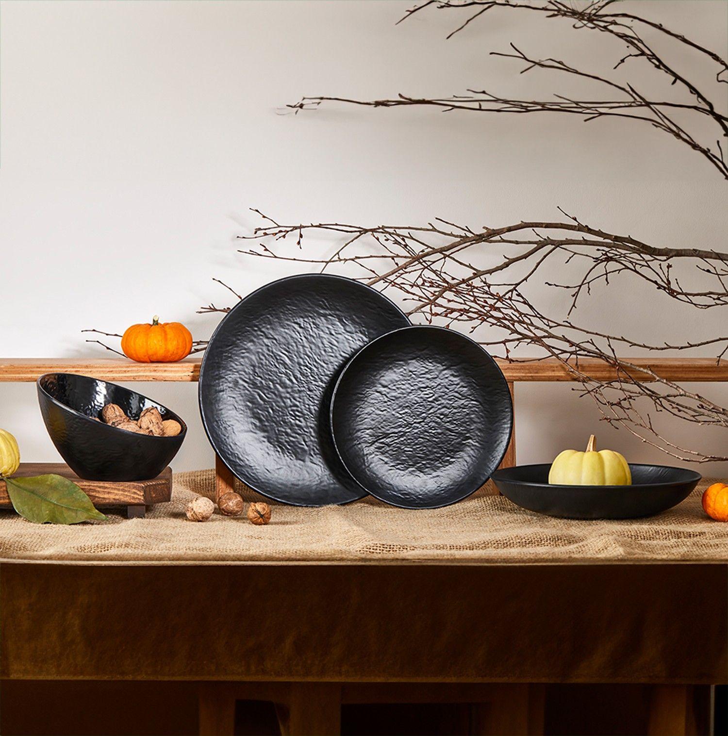 SET DE 6 PLATOS MELAMINA NEGRA 23 CM LÍNEA TILDA-2