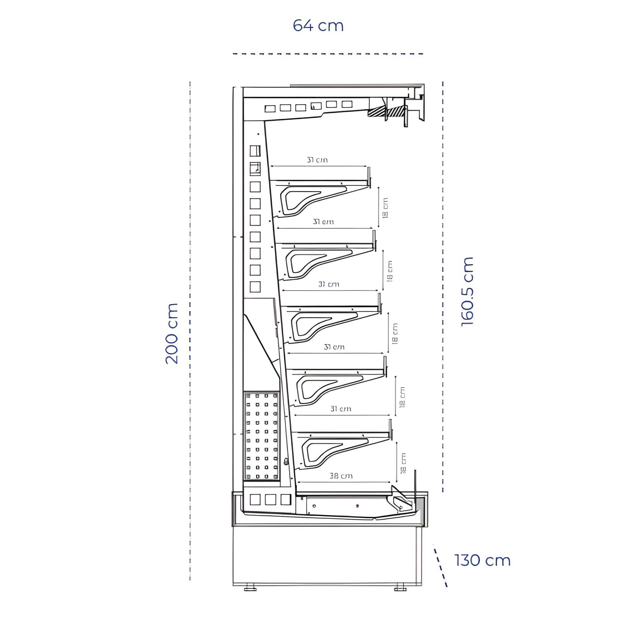 VITRINA MURAL REFRIGERADA ABIERTA 1.3 MT NORKALT-7