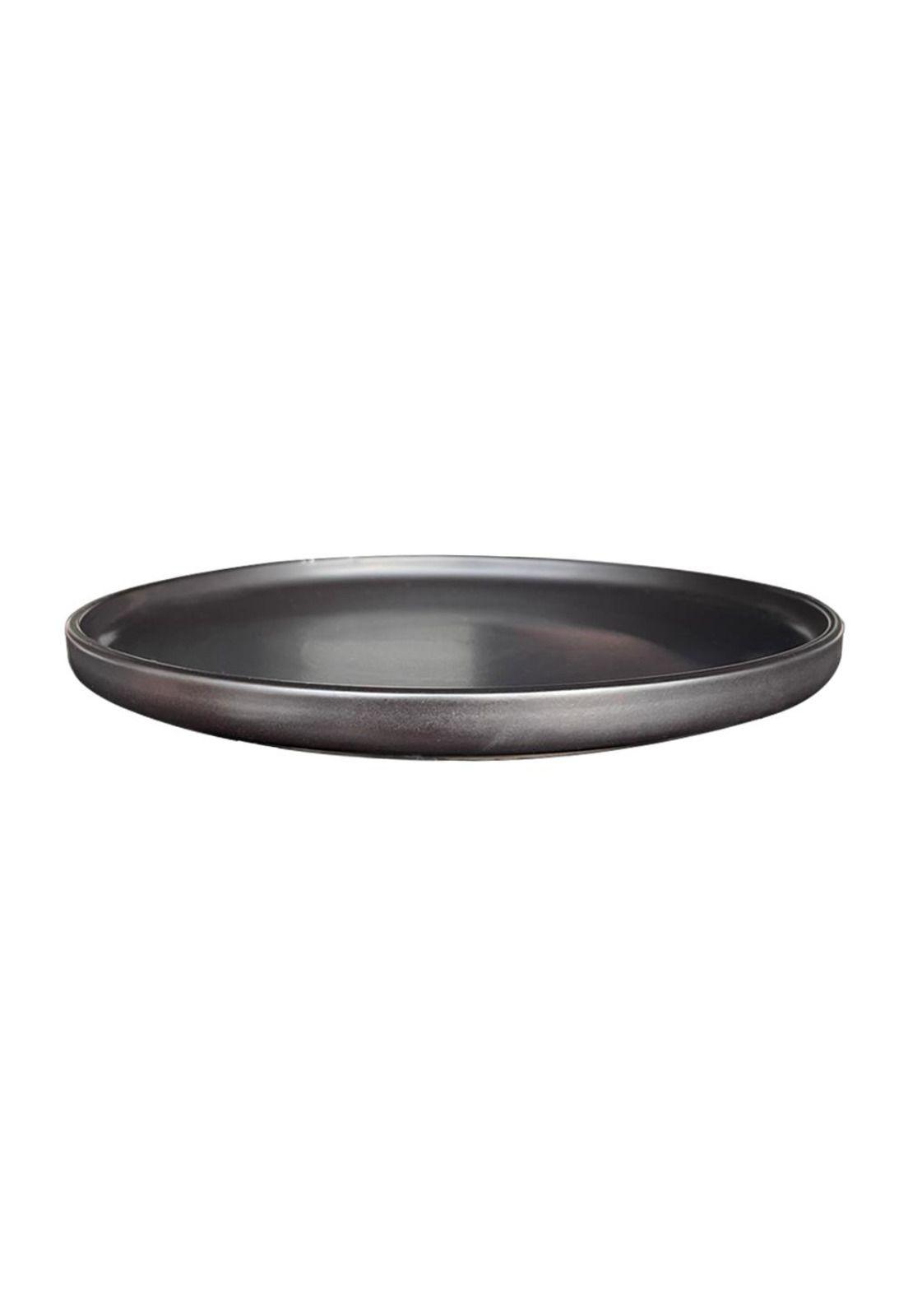 SET DE 4 PLATO PRINCIPAL CERAMICA RUSTICA 27 CM NEGRO LÍNEA-0