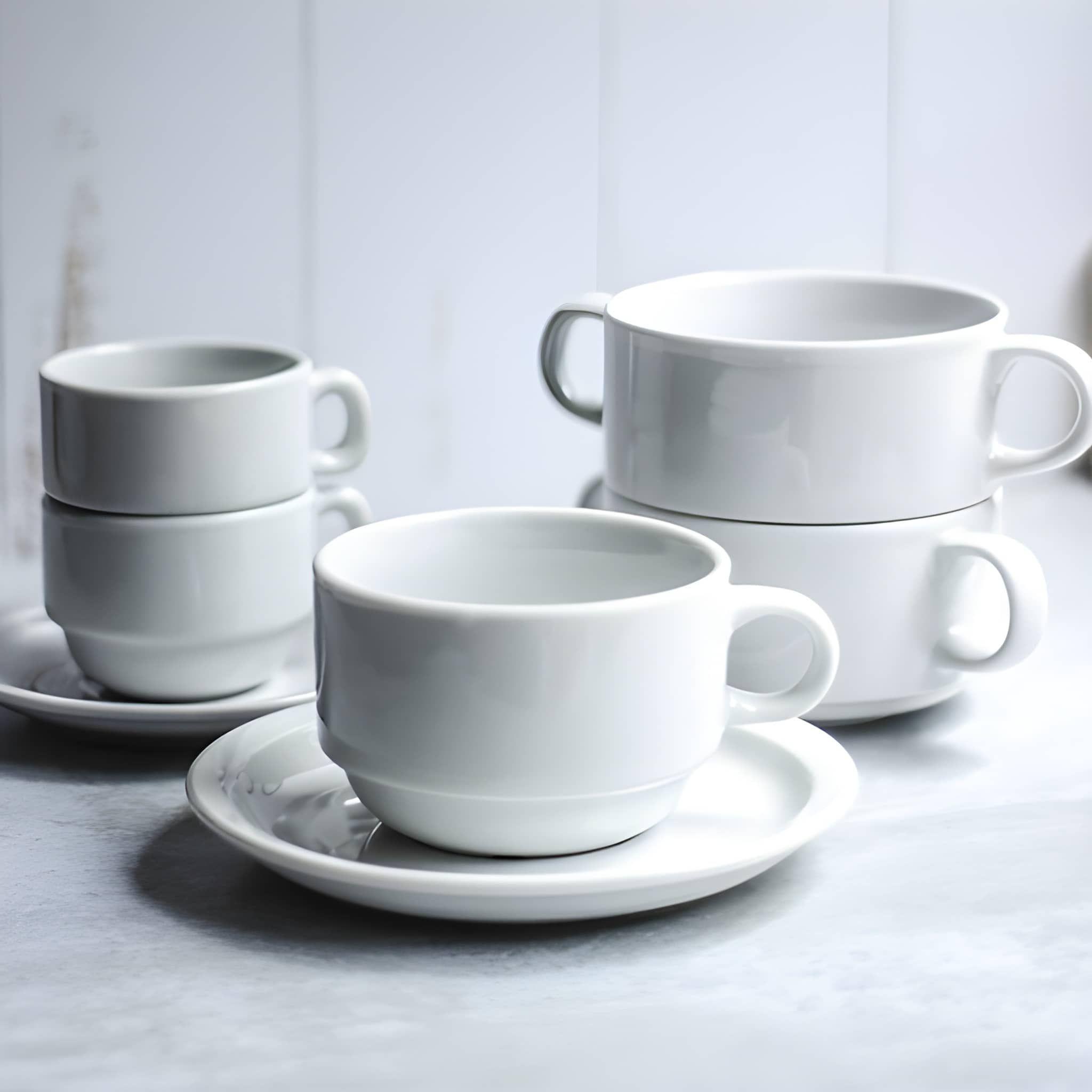 Set De 12 Taza Te 200 Cc Con Platillo Apilable. Linea Tower-1