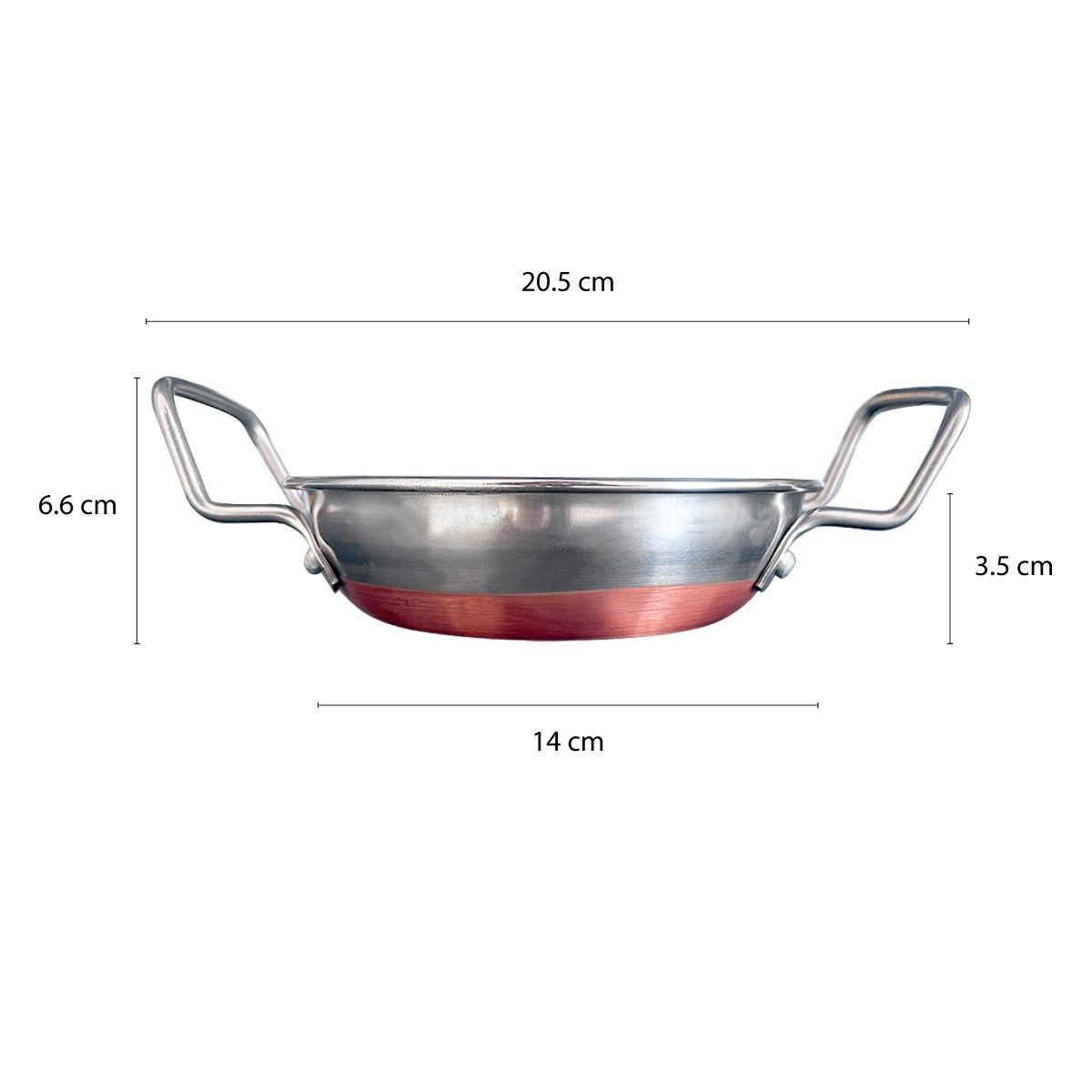 PAILAS DE ACERO CON OREJAS BASE DE COBRE DE 14 CM-3