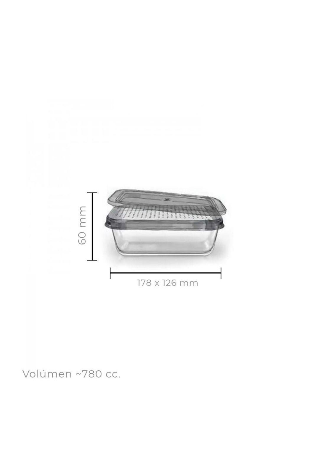 Tupper Rectangular Vidrio 800 Cc-1