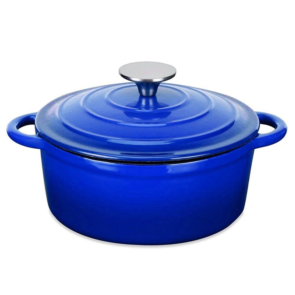 OLLA HIERRO FUNDIDO REDONDA AZUL 24 X 12 CM-2