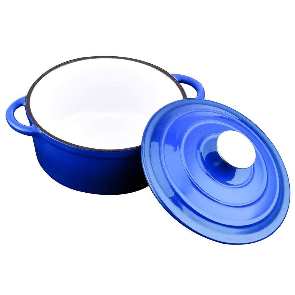 OLLA HIERRO FUNDIDO REDONDA AZUL 24 X 12 CM-3