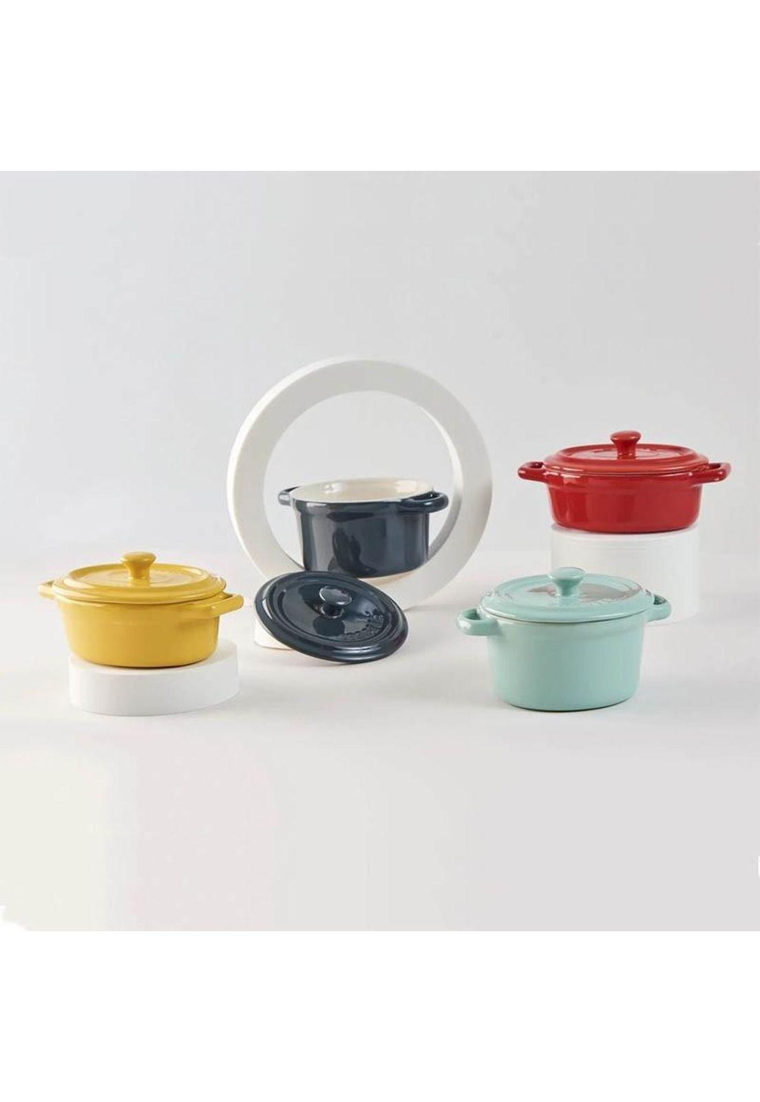 Set De 2 Mini Olla Ovalada Ceramica Roja-1