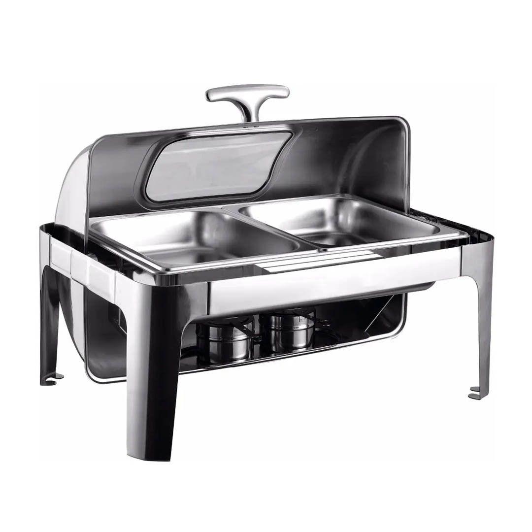 CHAFING DISH TAPA ROLL TOP GN 1/1 CON VENTANA-3