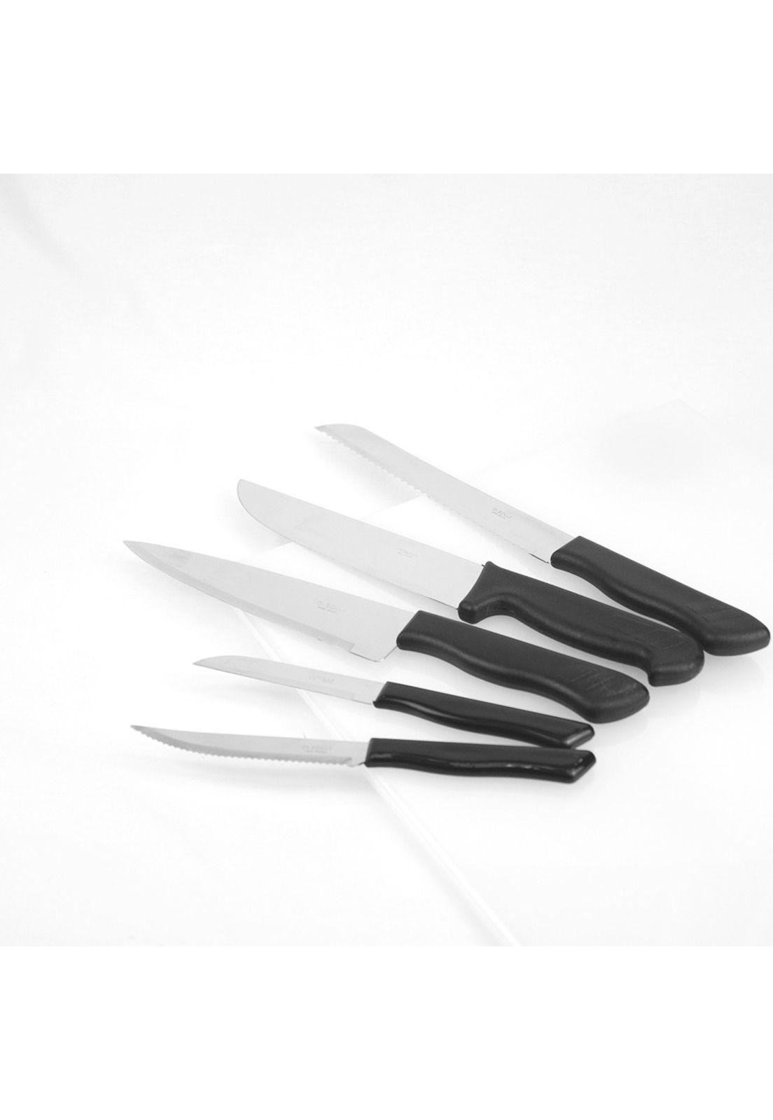 KIT DE 5 CUCHILLOS DE COCINA NEGRO PARATY-1