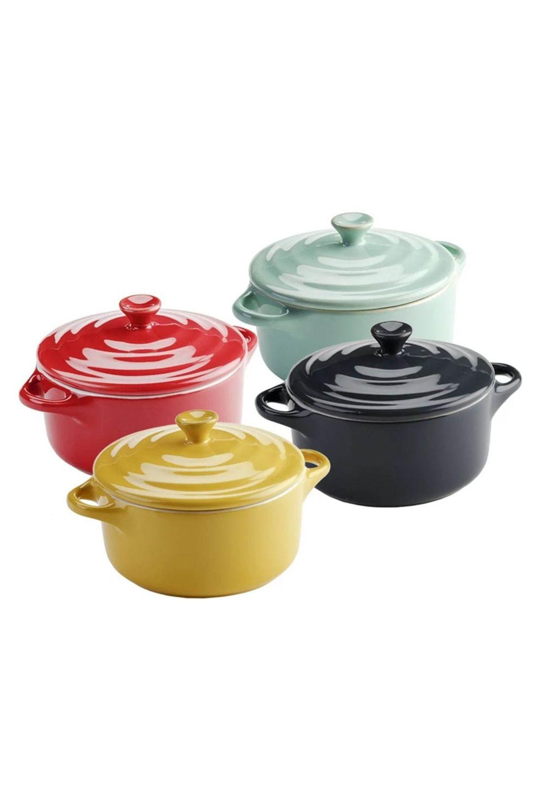 Set De 2 Mini Olla Redonda Ceramica Roja-4