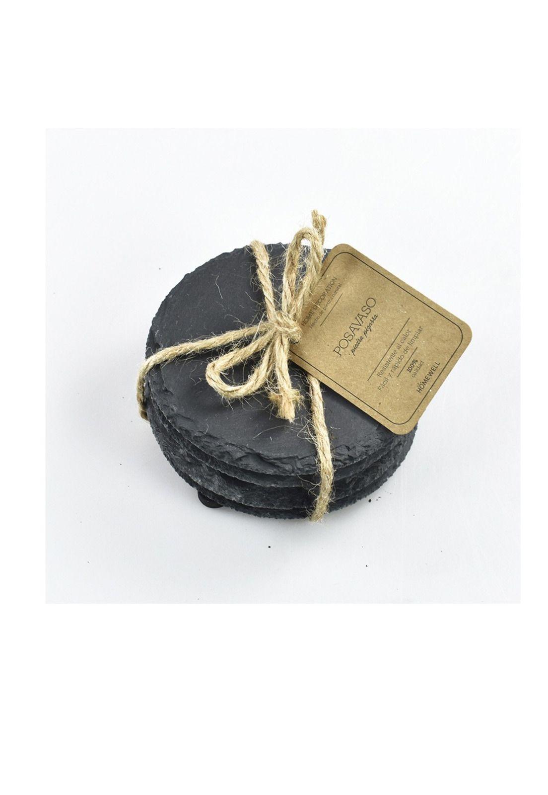 SET POSAVASOS PIEDRA PIZARRA REDONDOS 4 PCS-1