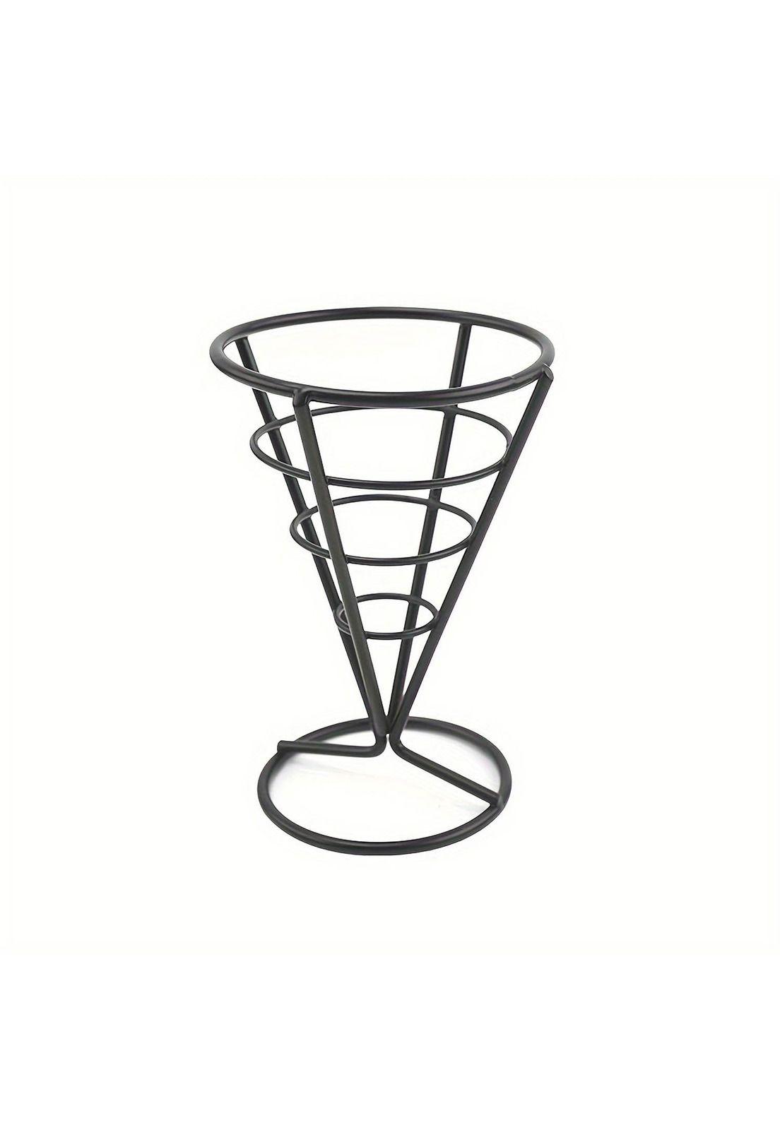 CONO ALAMBRE NEGRO CON BASE PARA PAPAS FRITAS DIA 10 X 15 CM-0