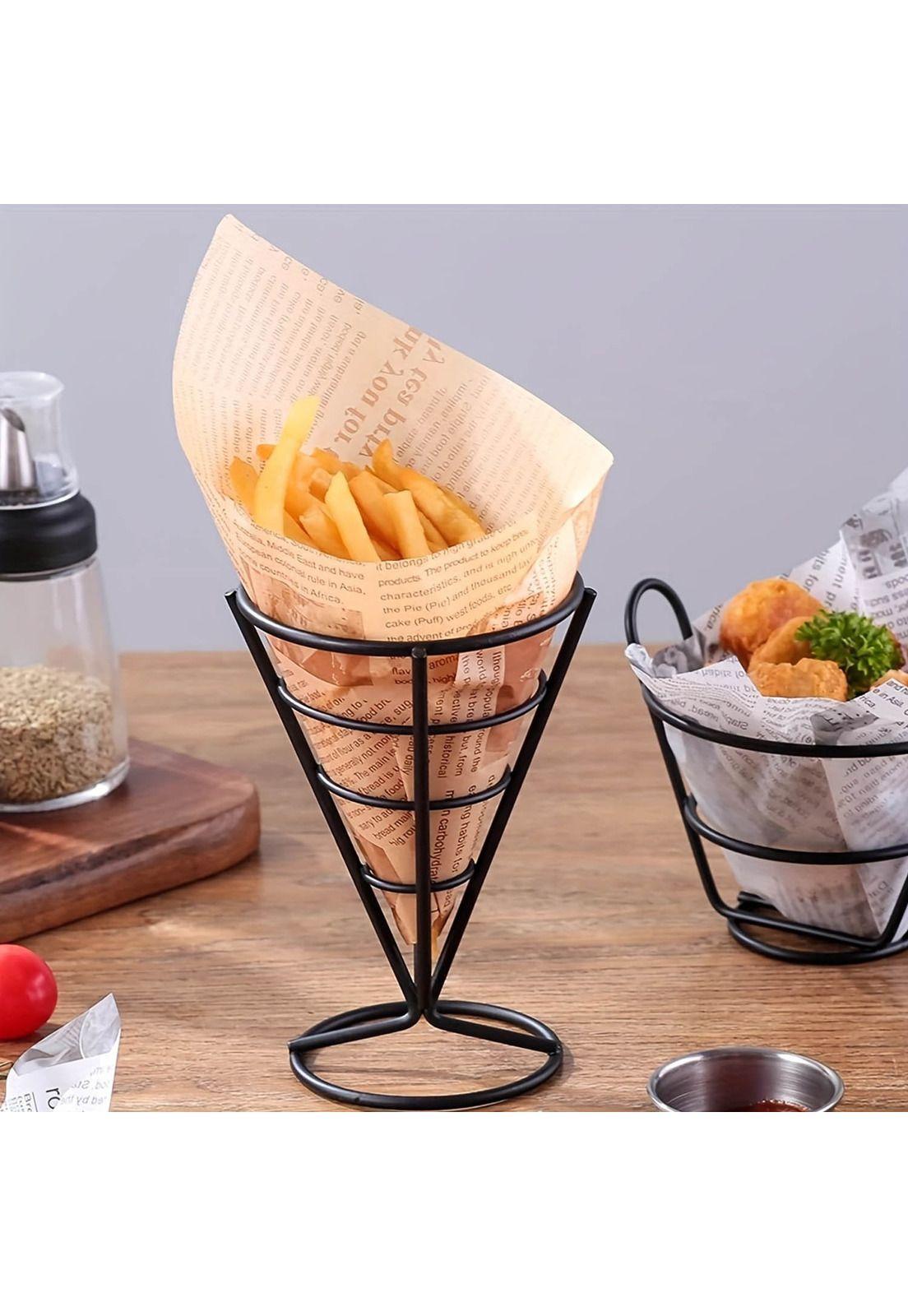 CONO ALAMBRE NEGRO CON BASE PARA PAPAS FRITAS DIA 10 X 15 CM-1