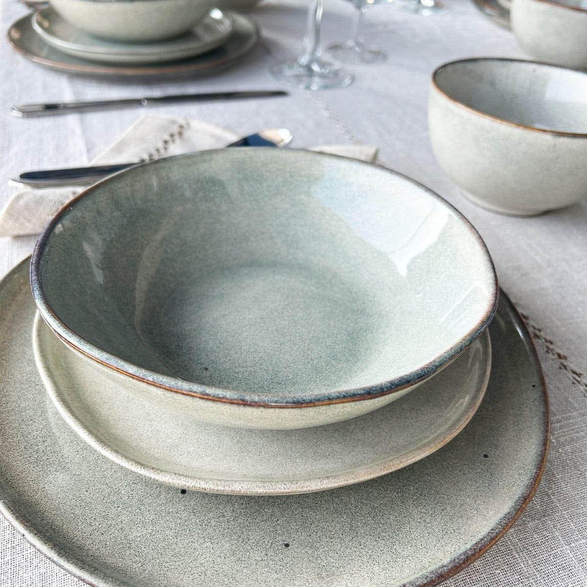SET 6 PLATOS REDONDO CERAMICA 27 CM GRIS LINEA LAOS-4