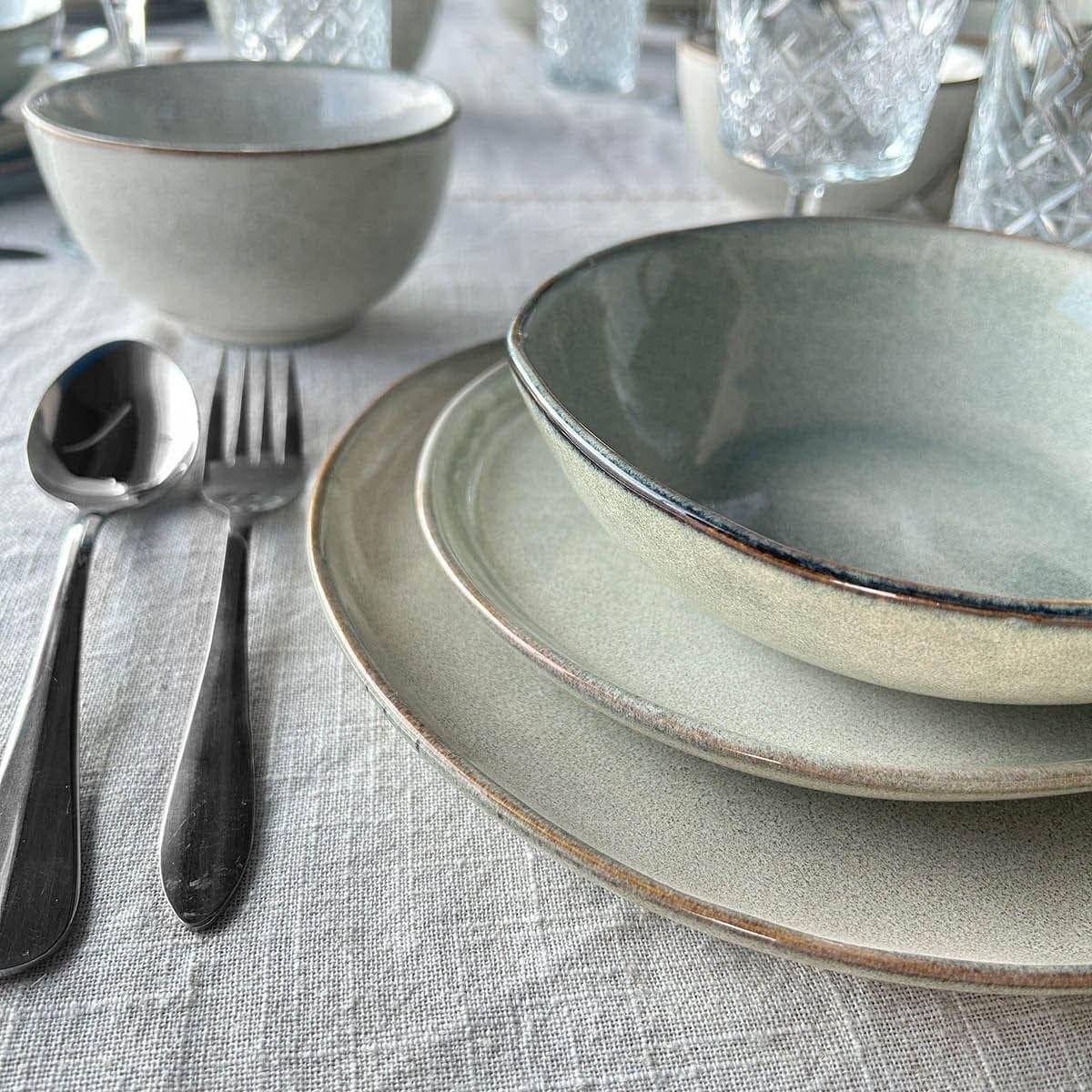 SET 6 PLATOS REDONDO CERAMICA 27 CM GRIS LINEA LAOS-6