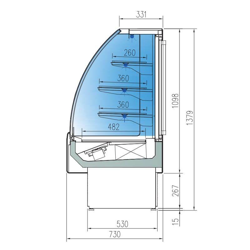 VITRINA REFRIGERADA AUTOSERVICIO ABIERTA CURVA 95X73X138 CM-2