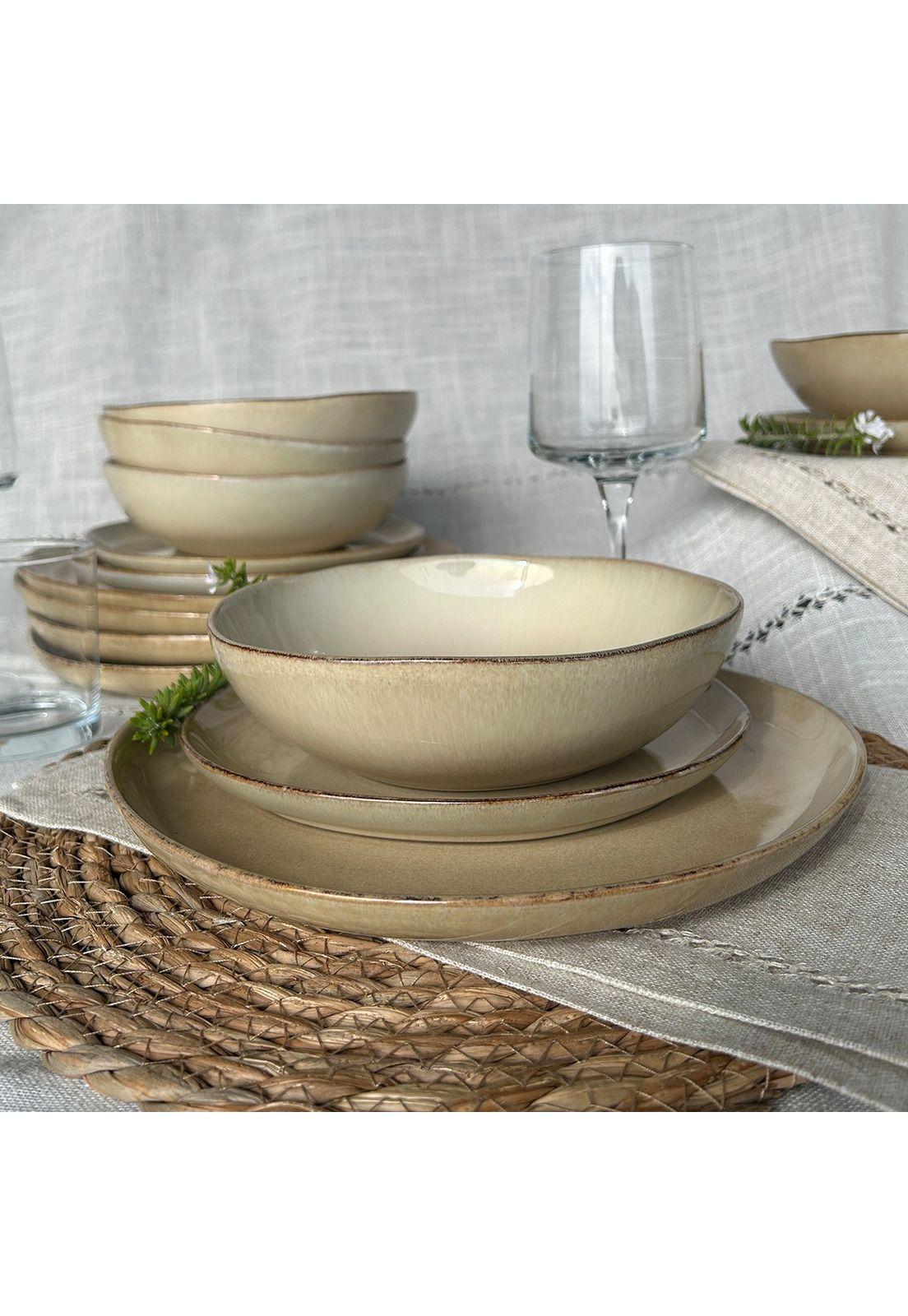 Set De 6 Plato Redondo Ceramica 26 Cm Linea Ekos-2