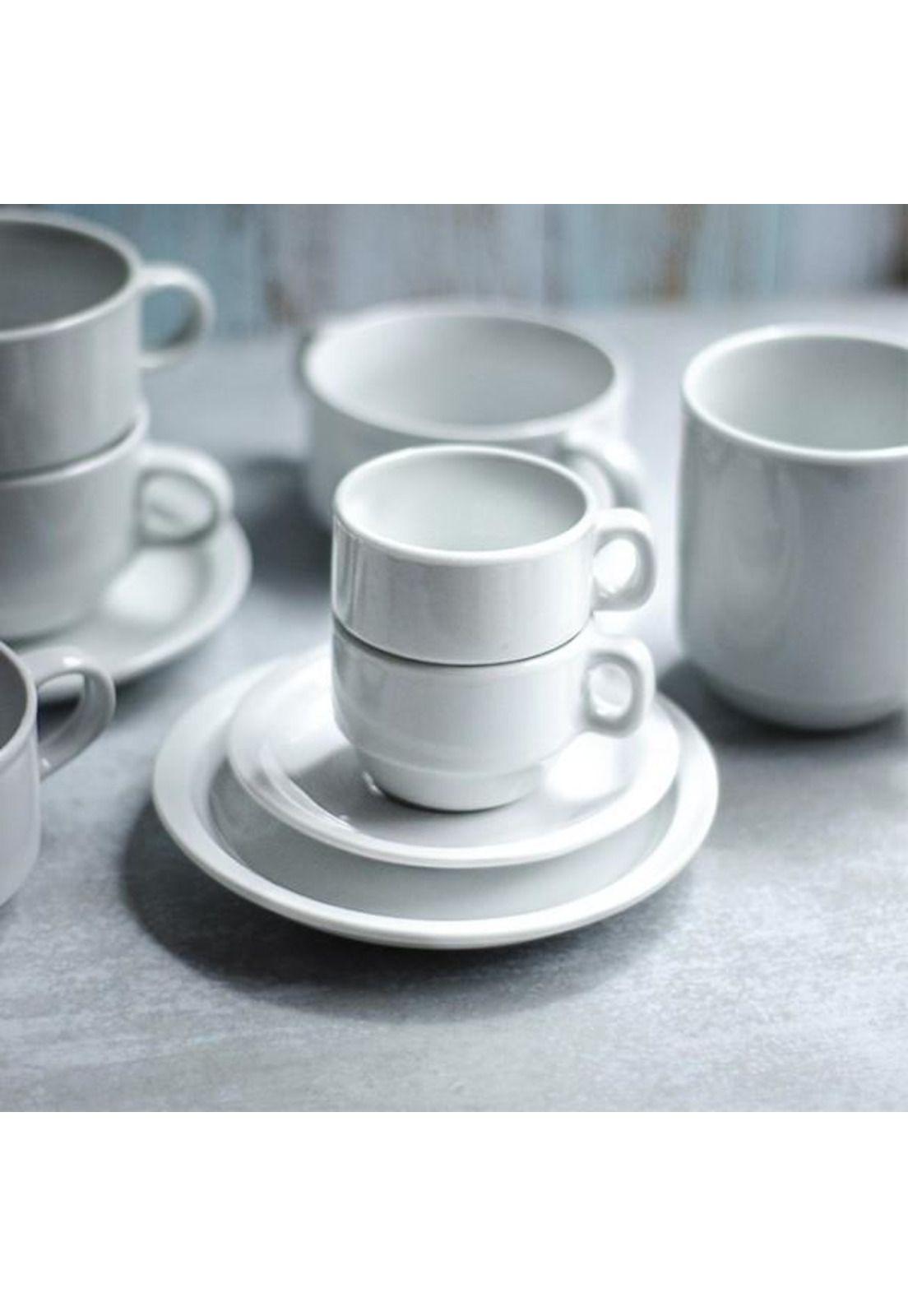 Set De 12 Taza Café 100cc Con Platillo Apilable. Línea Tower-2