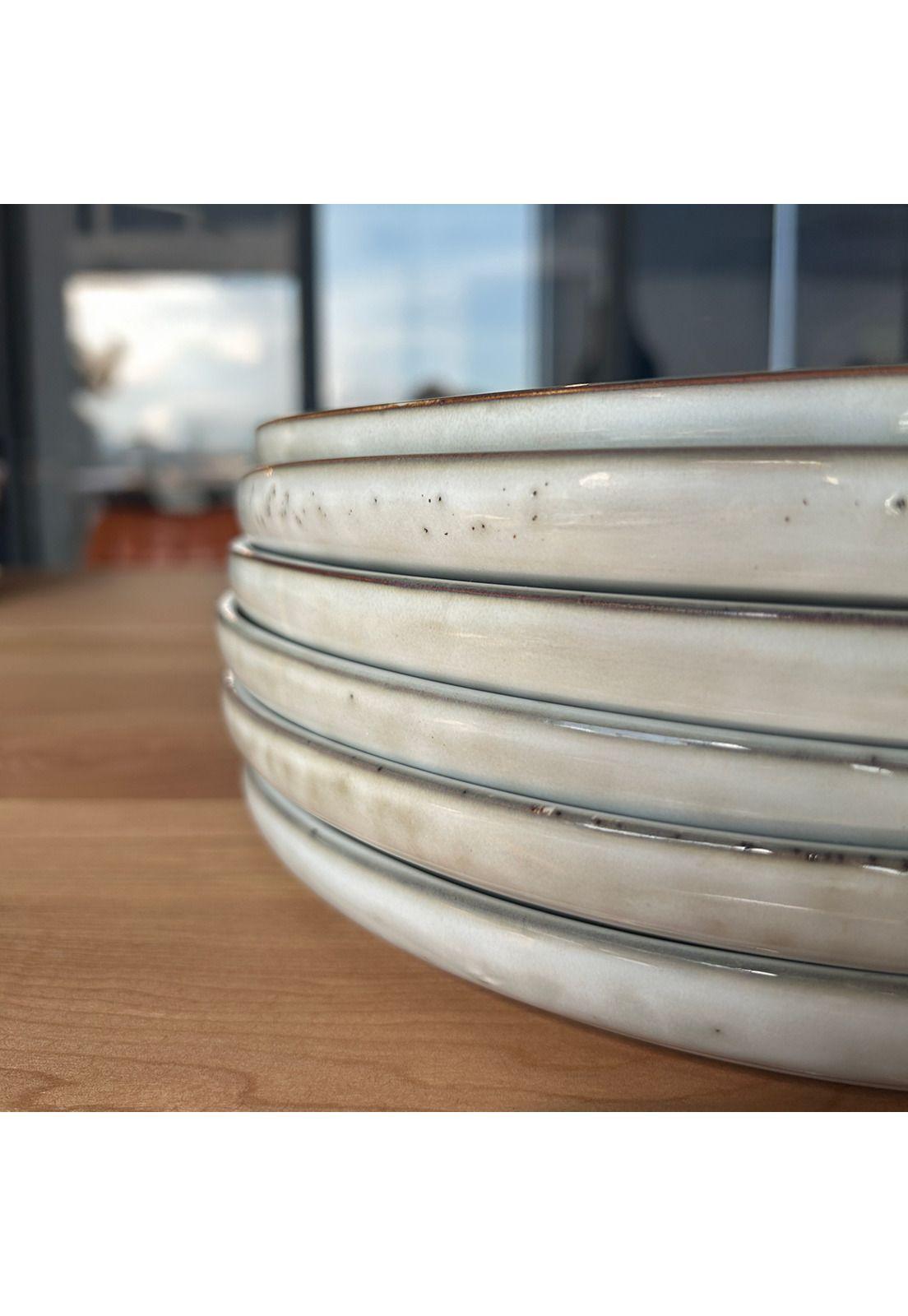 Set 6 Platos Redondo Ceramica 27 Cm Gris Linea Oslo-2