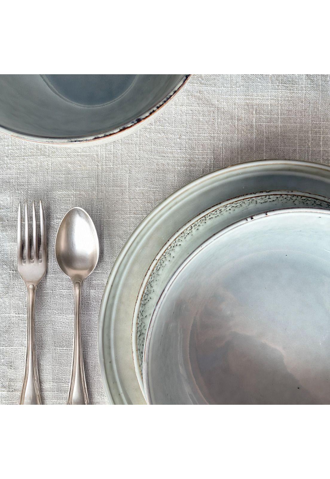 Set 6 Platos Redondo Ceramica 27 Cm Gris Linea Oslo-6