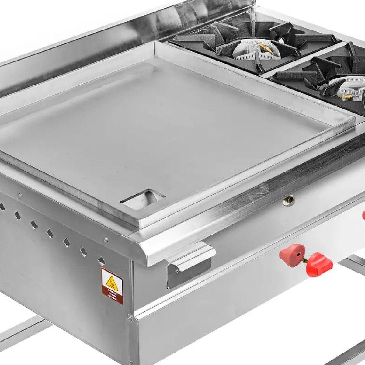 PLANCHA INDUSTRIAL 600X600 ACERO INOXIDABLE 2 QUEMADORES GLP VOLTER-2