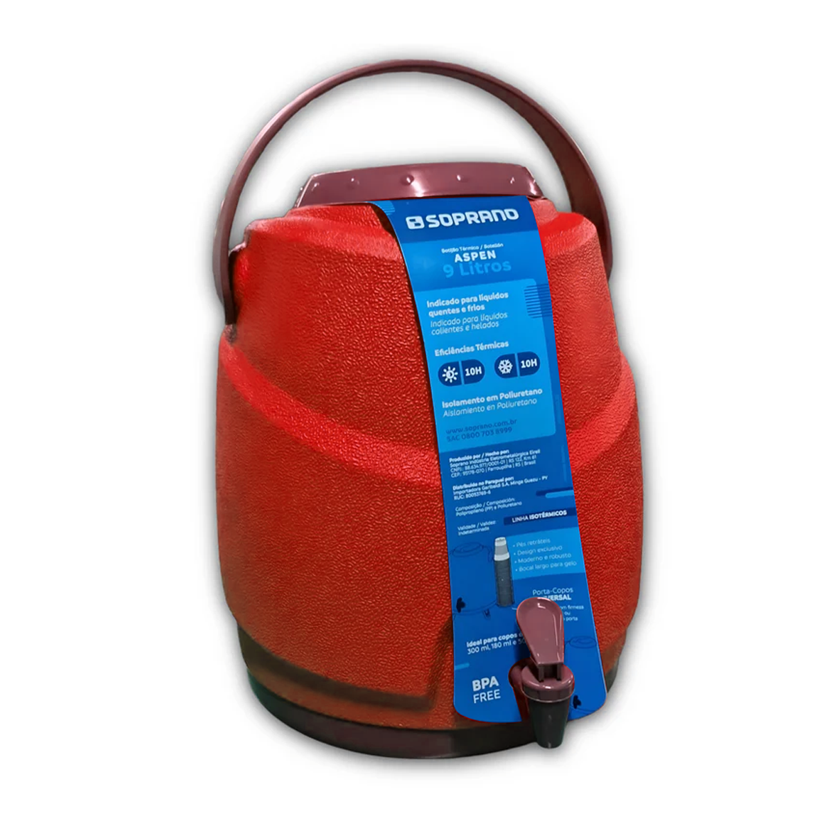 TERMO DISPENSADOR TÉRMICO ASPEN 12 LITROS CAMPING SOPRANO COLOR ROJO-5