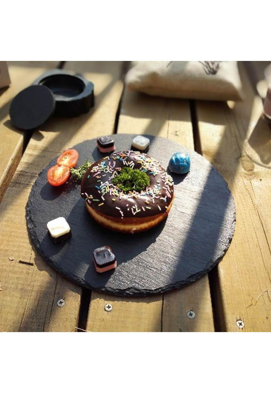 Tabla Piedra Pizarra Redonda De Presentación 35 Cm-5