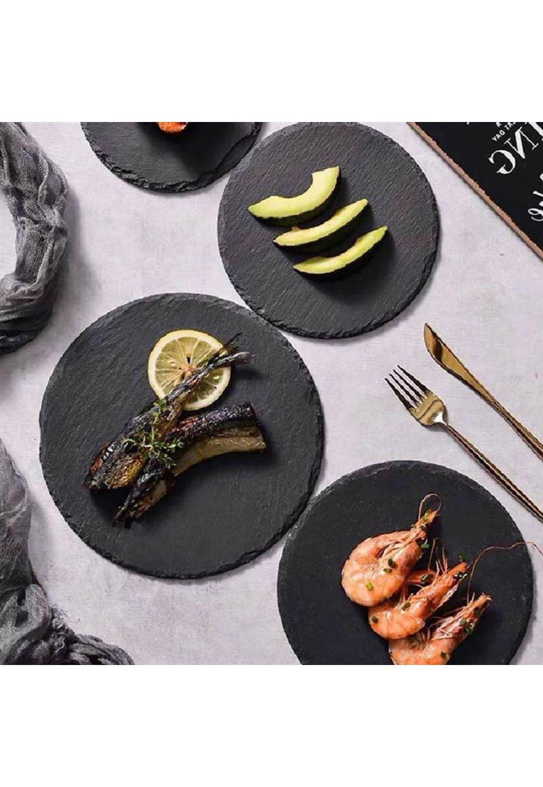 Tabla Piedra Pizarra Redonda De Presentación 35 Cm-6