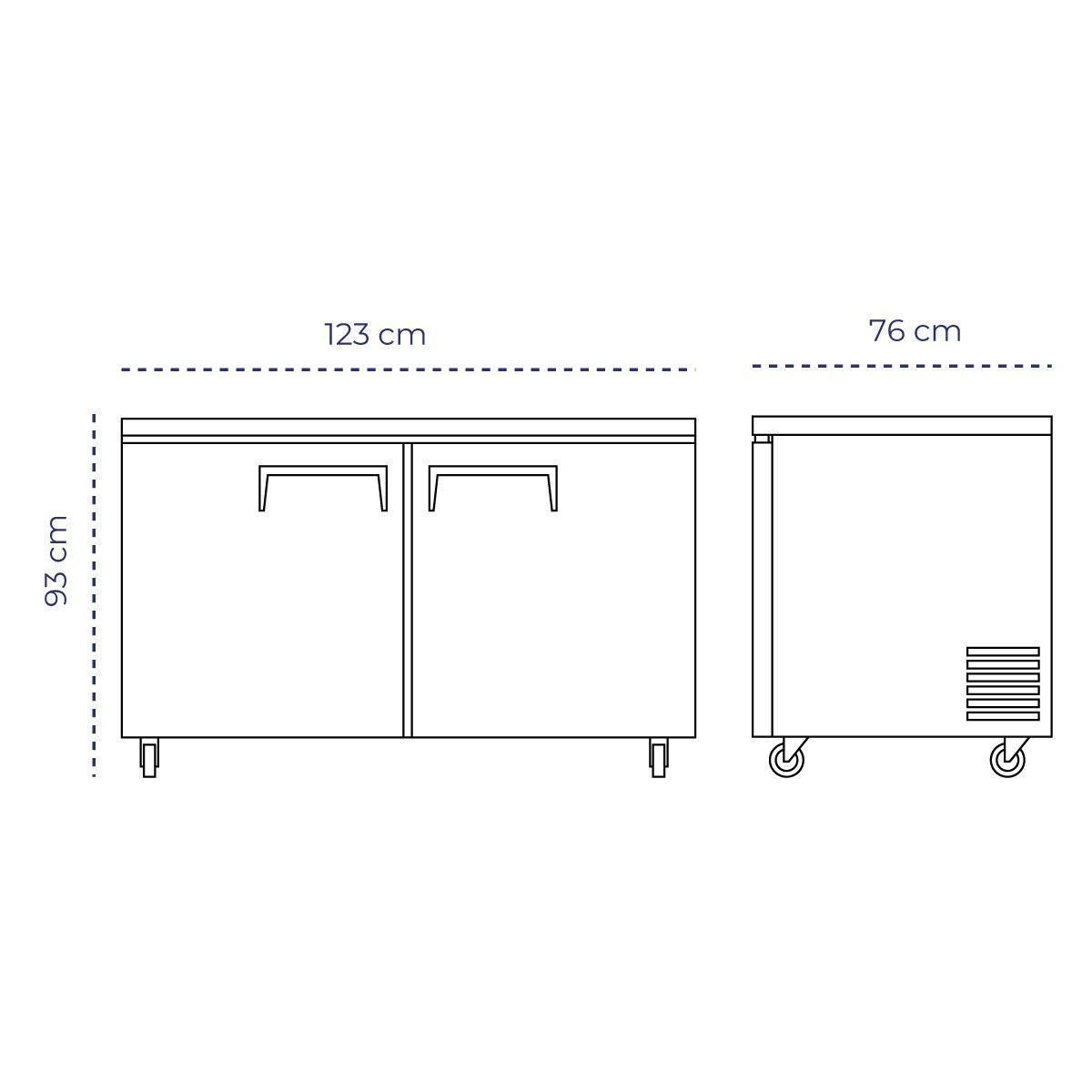 Mesón Refrigerado 2 Puertas LUC-350R 125 Cm Norkalt-7