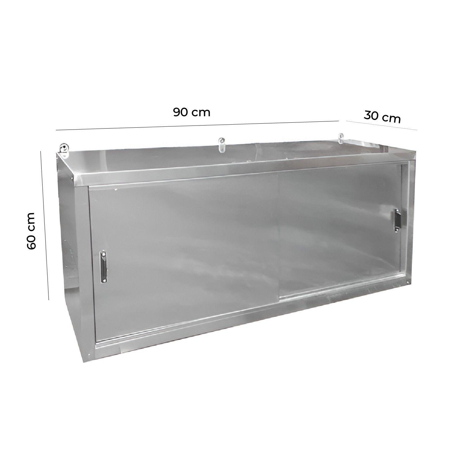 GABINETE AEREO ACERO INOXIDABLE MURAL PUERTAS CORREDERAS 90 CM-2
