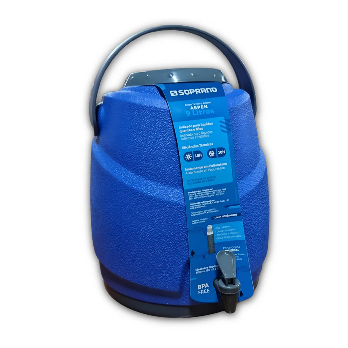 TERMO DISPENSADOR TÉRMICO ASPEN 12 LITROS CAMPING SOPRANO COLOR AZUL-5