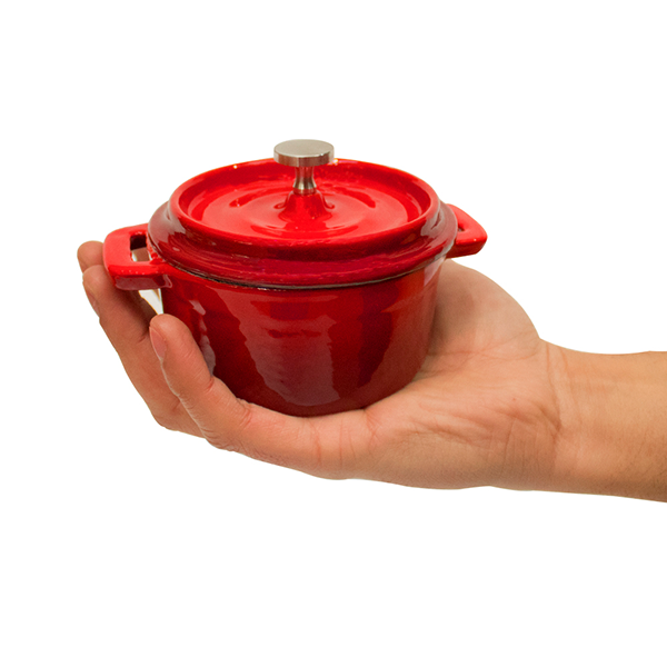 MINI OLLA HIERRO FUNDIDO ROJA 13X5 CM-2
