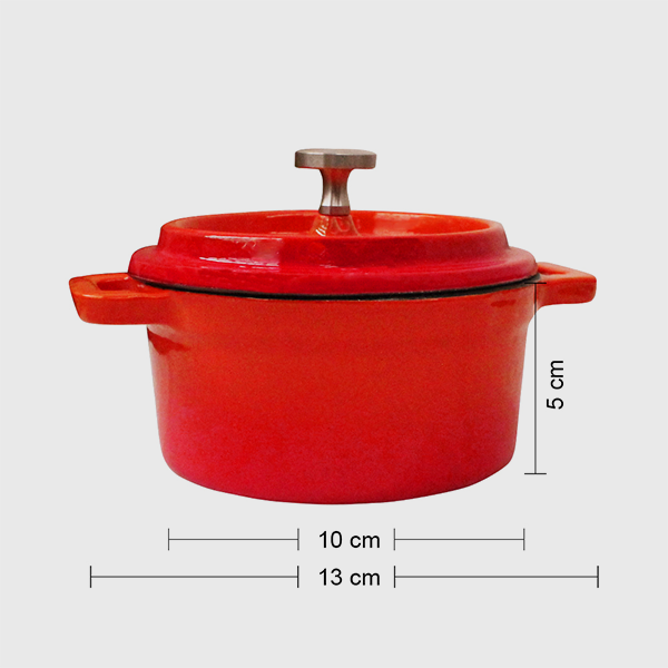 MINI OLLA HIERRO FUNDIDO ROJA 13X5 CM-4