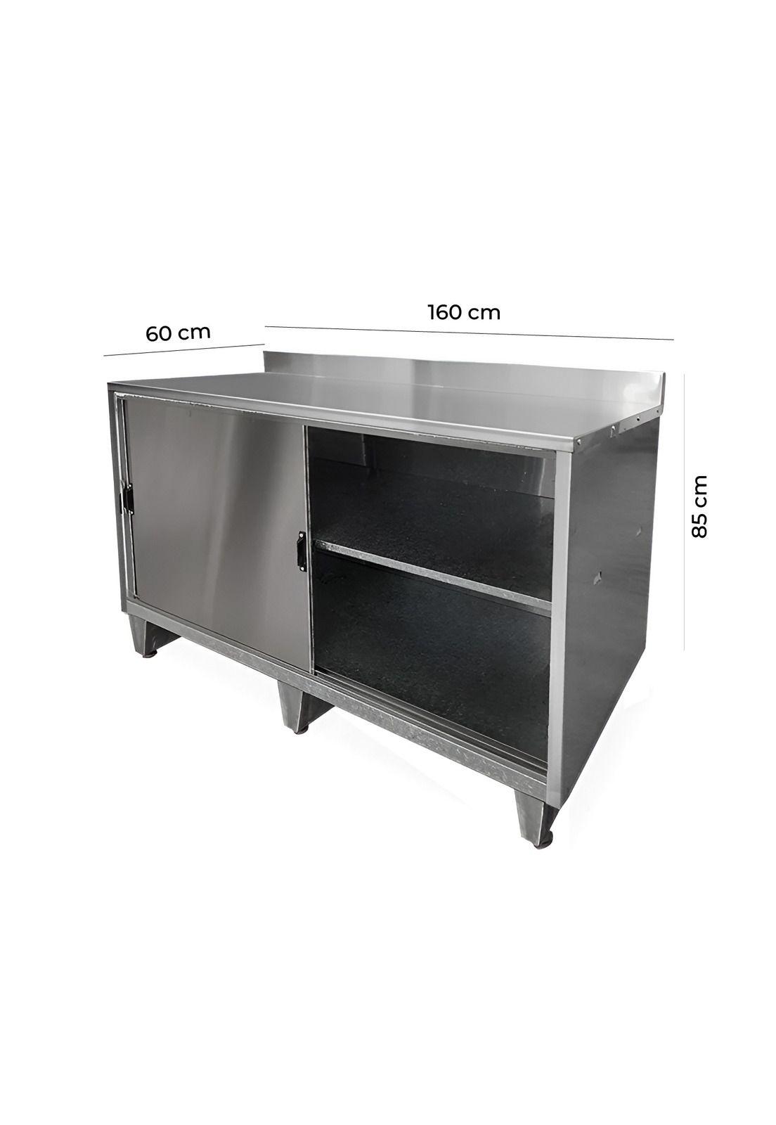 MESON MURAL ACERO INOXIDABLE PUERTAS CORREDERAS 160 CM-2