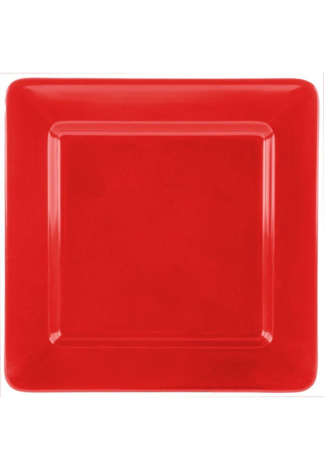 PLATO CUADRADO MELAMINA ROJA 30x30 cm-2