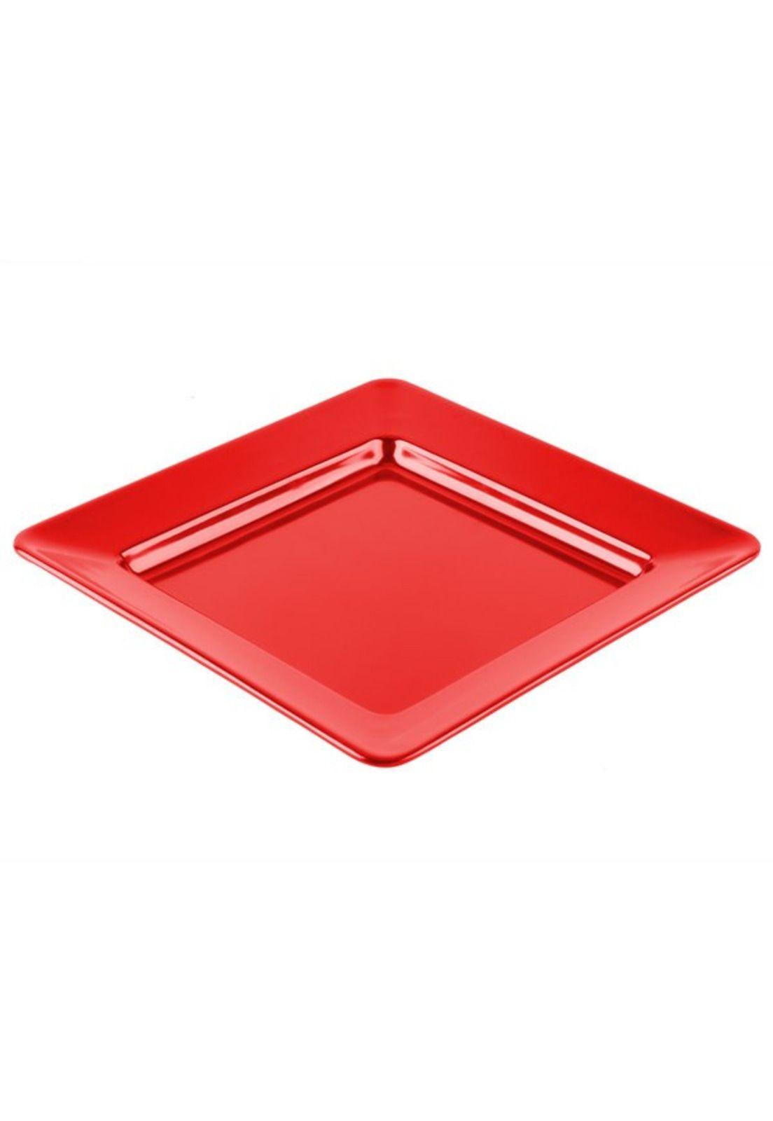 PLATO CUADRADO MELAMINA ROJA 30x30 cm-3