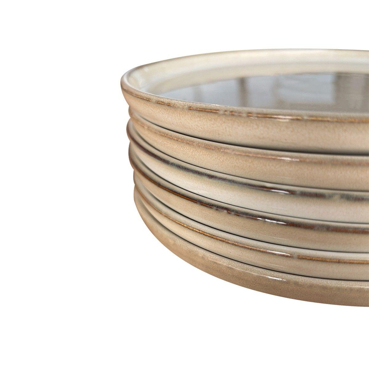 SET 6 PLATOS REDONDO CERAMICA 22 CM BEIGE LINEA OSLO-4