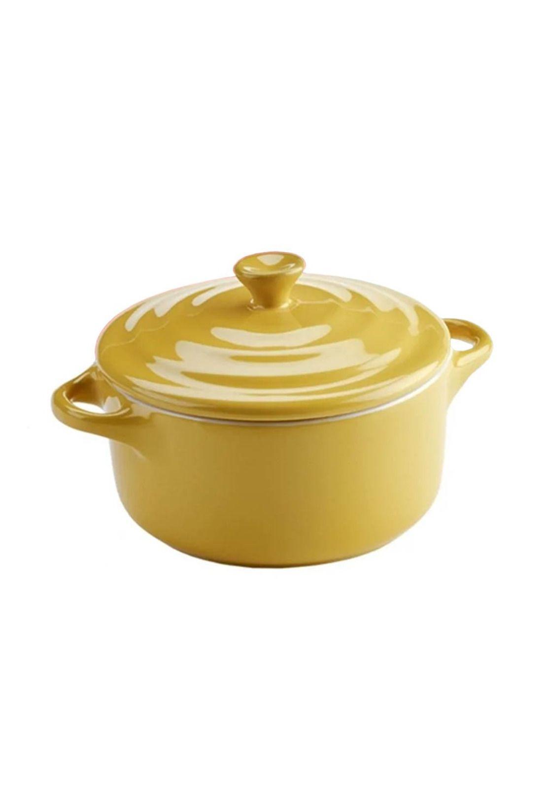 Set De 2 Mini Olla Redonda Ceramica Amarilla-0