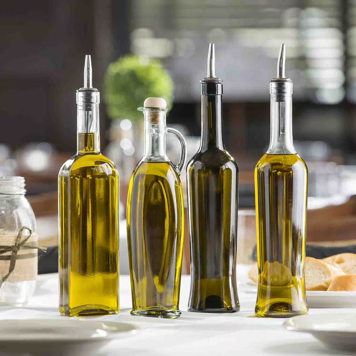 BOTELLA ALIÑO CON DOSIFICADOR VIDRIO VERDE 510 ML MODELO LUNA-2